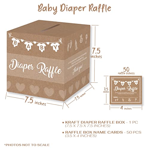 Party Hearty 2 Baby Shower Games, Pin The Pacifier on The Baby Game and 50 Pcs Diaper Raffle Tickets with Box, Bring a Pack of Diapers to Win, Pin The Binky on The Baby, Kraft/Brown by Party Hearty