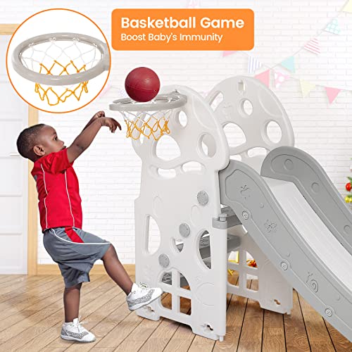 Kids Slide Toddler Slide, Play Climber Slide for Toddlers Age 1 to 6 Years with Basketball Hoop, Ideal Gift for Boys and Girls Indoor Outdoor Toy by RONIPIC