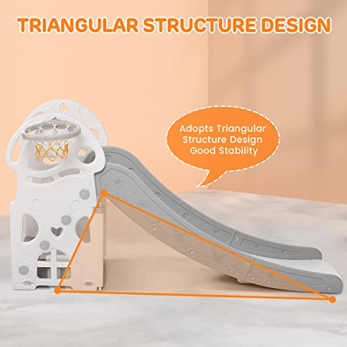 Kids Slide Toddler Slide, Play Climber Slide for Toddlers Age 1 to 6 Years with Basketball Hoop, Ideal Gift for Boys and Girls Indoor Outdoor Toy by RONIPIC