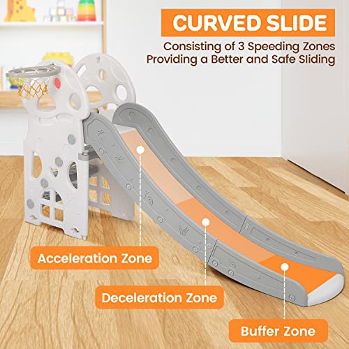 Kids Slide Toddler Slide, Play Climber Slide for Toddlers Age 1 to 6 Years with Basketball Hoop, Ideal Gift for Boys and Girls Indoor Outdoor Toy by RONIPIC