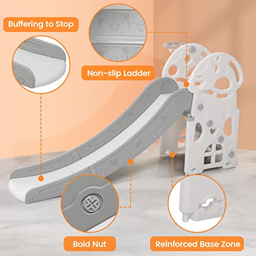 Kids Slide Toddler Slide, Play Climber Slide for Toddlers Age 1 to 6 Years with Basketball Hoop, Ideal Gift for Boys and Girls Indoor Outdoor Toy by RONIPIC