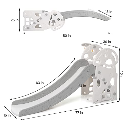 Kids Slide Toddler Slide, Play Climber Slide for Toddlers Age 1 to 6 Years with Basketball Hoop, Ideal Gift for Boys and Girls Indoor Outdoor Toy by RONIPIC