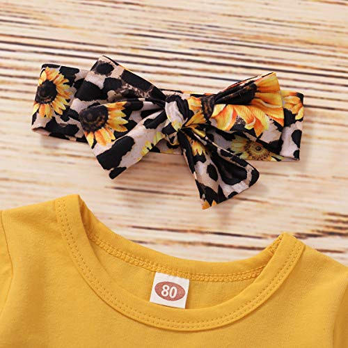 2T-3T Girls Clothes Toddler Girl Outfit Yellow Ruffle Irregular Hem Tops Floral Leopard Pants Set for 2-3 Years Old Girl from Kucnuzki