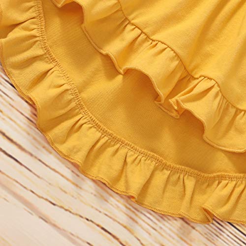 2T-3T Girls Clothes Toddler Girl Outfit Yellow Ruffle Irregular Hem Tops Floral Leopard Pants Set for 2-3 Years Old Girl from Kucnuzki