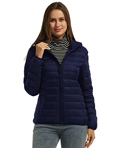 Wantdo Women's Warm Lightweight Winter Down Coat Packable Jacket Navy Small from 