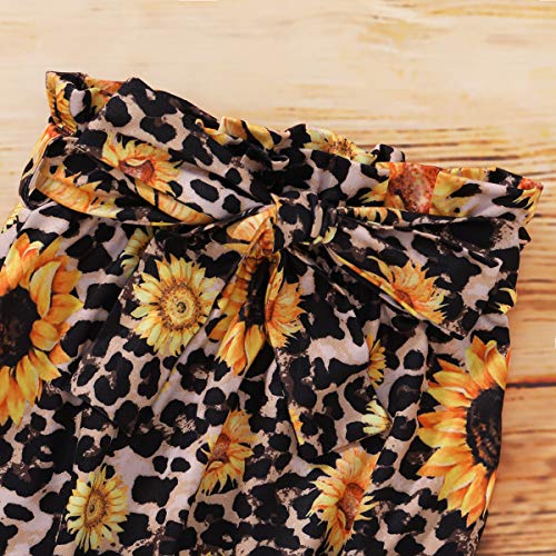 2T-3T Girls Clothes Toddler Girl Outfit Yellow Ruffle Irregular Hem Tops Floral Leopard Pants Set for 2-3 Years Old Girl from Kucnuzki