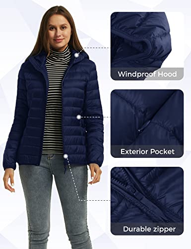 Wantdo Women's Warm Lightweight Winter Down Coat Packable Jacket Navy Small from 