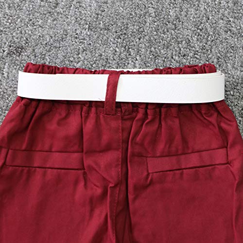 Toddler Little Boy Kids Summer Floral Shirt Bermuda Shorts Outfit Set Clothes (White/Red, 4T) by 