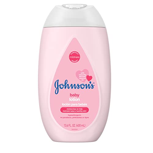 Johnson's Moisturizing Pink Baby Lotion with Coconut Oil, Gentle, Nourishing Baby Body Lotion, Hypoallergenic, Paraben-Free, Dye-Free, Phthalate-Free, 13.6 fl. oz by [JOHNSON & JOHNSON]