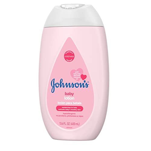 Johnson's Moisturizing Pink Baby Lotion with Coconut Oil, Gentle, Nourishing Baby Body Lotion, Hypoallergenic, Paraben-Free, Dye-Free, Phthalate-Free, 13.6 fl. oz by [JOHNSON & JOHNSON]