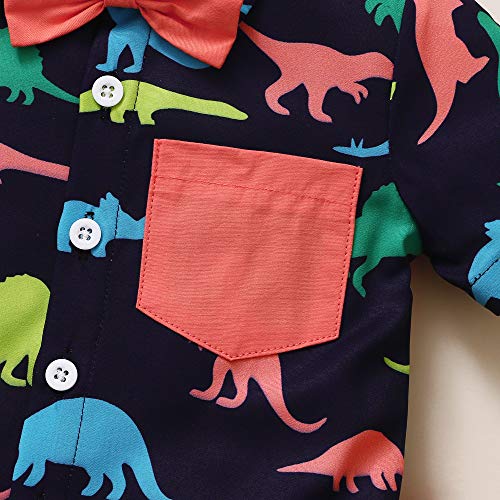 Toddler Baby Boy Clothes Button Down Shirt Boy Clothes Little Dinosaur Printed Baby Boy Outfits Shorts Set Summer Baby Boyâs Clothing 18-24 Months Red from 