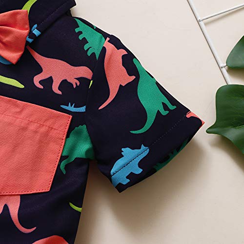 Toddler Baby Boy Clothes Button Down Shirt Boy Clothes Little Dinosaur Printed Baby Boy Outfits Shorts Set Summer Baby Boyâs Clothing 18-24 Months Red from 