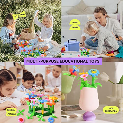 BELLOCHIDDO Flower Garden Building Toys for Girl 3 4 5 6 7 8 Years Old, Flower Garden Building Set with Storage case, Girl Toy Build a Garden, Educational Toy and Preschool Garden Play Set for Toddler by BELLOCHIDDO
