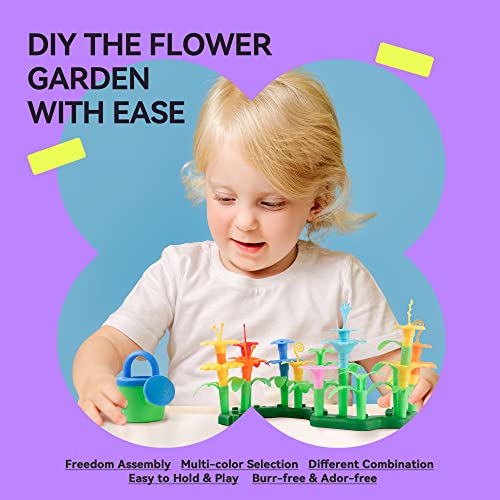 BELLOCHIDDO Flower Garden Building Toys for Girl 3 4 5 6 7 8 Years Old, Flower Garden Building Set with Storage case, Girl Toy Build a Garden, Educational Toy and Preschool Garden Play Set for Toddler by BELLOCHIDDO