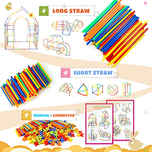 Straw Constructor Toys 350Pcs STEM Building Toys aged for 3 4 5 6 7+ Preschool Kids Toy Thin Tube Toy DIY Educational Toy Interlocking Plastic Toys Kit for Engineering Toys for Boys and Girls Gift by ggiibro