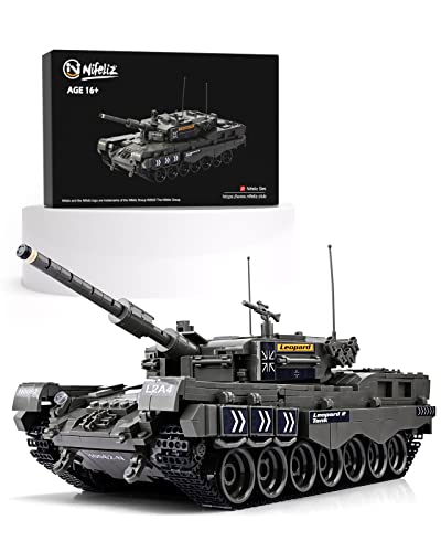 Nifeliz Leopard II A4 Main Battle Tank Building Block, Military Tank Building Toy Set to Display, Collectible WW2 Army Tank Model for Adults (1,686 Pieces) from Nifeliz