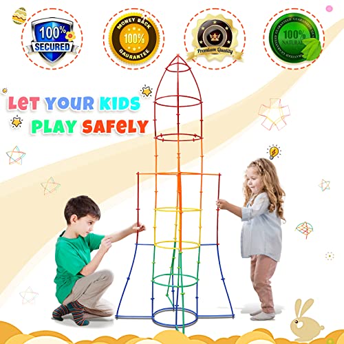 Straw Constructor Toys 350Pcs STEM Building Toys aged for 3 4 5 6 7+ Preschool Kids Toy Thin Tube Toy DIY Educational Toy Interlocking Plastic Toys Kit for Engineering Toys for Boys and Girls Gift by ggiibro