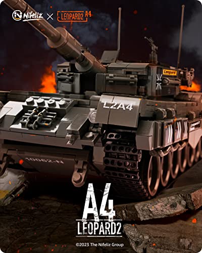 Nifeliz Leopard II A4 Main Battle Tank Building Block, Military Tank Building Toy Set to Display, Collectible WW2 Army Tank Model for Adults (1,686 Pieces) from Nifeliz