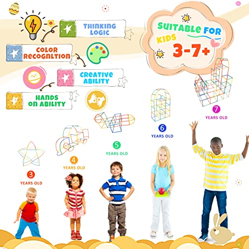 Straw Constructor Toys 350Pcs STEM Building Toys aged for 3 4 5 6 7+ Preschool Kids Toy Thin Tube Toy DIY Educational Toy Interlocking Plastic Toys Kit for Engineering Toys for Boys and Girls Gift by ggiibro