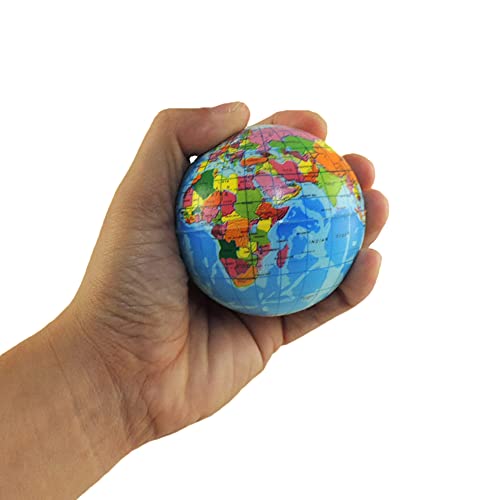 NOVELTY GIANT WWW.NOVELTYGIANT.COM Earth & Moon Squeeze Balls 3 inch Globe Stress Relief Ball Soft Foam Toy for Finger Exercise School Office Party Favors from Novelty Giant