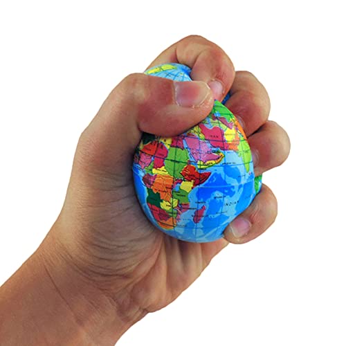 NOVELTY GIANT WWW.NOVELTYGIANT.COM Earth & Moon Squeeze Balls 3 inch Globe Stress Relief Ball Soft Foam Toy for Finger Exercise School Office Party Favors from Novelty Giant