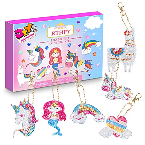 Arts and Crafts for Kids Ages 8-12 Make Your Own GEM Keychains 5D Diamond Painting by Numbers Unicorns Gifts Art Kits for Girls Kids Ages 6-8 10-12 7-12 7-10 9-12 6-9 from Damaly