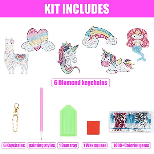 Arts and Crafts for Kids Ages 8-12 Make Your Own GEM Keychains 5D Diamond Painting by Numbers Unicorns Gifts Art Kits for Girls Kids Ages 6-8 10-12 7-12 7-10 9-12 6-9 from Damaly