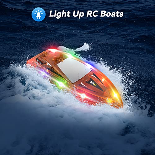RC Boat for Kids,YEETFTC 2Pack LED Light Remote Control Boat for Pools and Lakes,Bathtub Toy Boats with Whole Body Waterproof,Rechargeable Battery,Low Battery Alarm,Water Play Toy Gift for Boys&Girls from YEETFTC