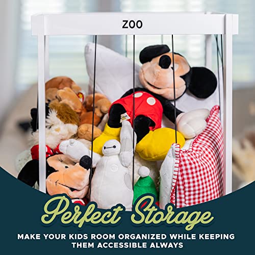 RELODECOR Stuffed Animal Zoo Storage, Wood Zoo Animals Toy Holder, Stuffed Animal Cage Organizer, Ball Storage, Zoo Cage for Stuffed Animals from RELODECOR