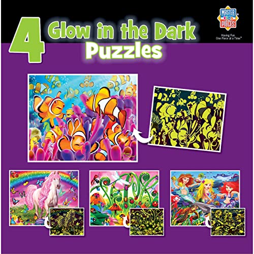 MasterPieces Puzzle Set - 4-Pack 100 Piece Jigsaw Puzzle for Kids - Glow in The Dark 4-Pack Purple - 8"x10" from MasterPieces Puzzle Company