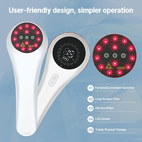 Red Light Device for Muscle Reliever, Knee, Shoulder, Back, Infrared Light Therapy Pain Relief Device with 650nm and 808nm, Handheld Unit (3 * 808nm+13 * 650nm) with Upgrade Magnetic Cover by BETISBE