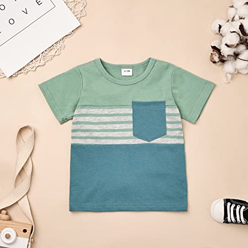 FOCUTEBB Toddler Boys Clothes 3T Little Boys Clothes Summer Outfits Patchwork Short Sleeve T-Shirt Shorts Set Summer Clothes Set Light Green Boy Set 3-4T/100cm from 