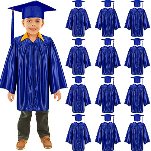 Leumoi 24 Pcs Graduation Cap and Gown Tassel Bulk 2023 Graduation Costume Kindergarten Graduation Gown for Graduation Party (Blue, Small, Kids) from Leumoi