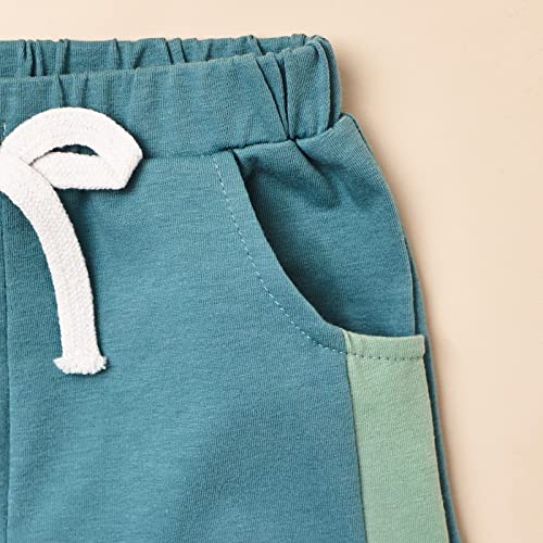 FOCUTEBB Toddler Boys Clothes 3T Little Boys Clothes Summer Outfits Patchwork Short Sleeve T-Shirt Shorts Set Summer Clothes Set Light Green Boy Set 3-4T/100cm from 
