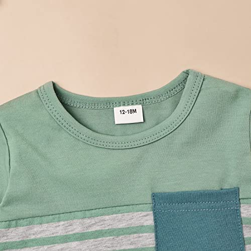 FOCUTEBB Toddler Boys Clothes 3T Little Boys Clothes Summer Outfits Patchwork Short Sleeve T-Shirt Shorts Set Summer Clothes Set Light Green Boy Set 3-4T/100cm from 