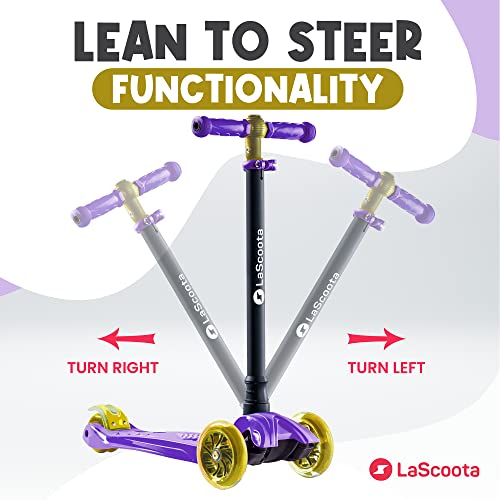 LaScoota 2-in-1 Kids Kick Scooter, Adjustable Height Handlebars and Removable Seat, 3 LED Lighted Wheels and Anti-Slip Deck, for Boys & Girls Aged 3-12 and up to 100 Lbs. from LaScoota