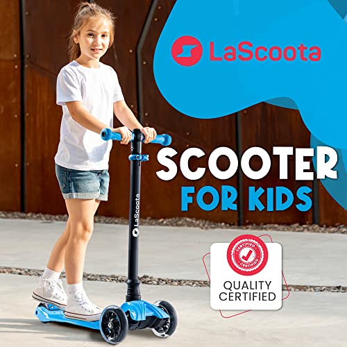 LaScoota 2-in-1 Kids Kick Scooter, Adjustable Height Handlebars and Removable Seat, 3 LED Lighted Wheels and Anti-Slip Deck, for Boys & Girls Aged 3-12 and up to 100 Lbs. from LaScoota
