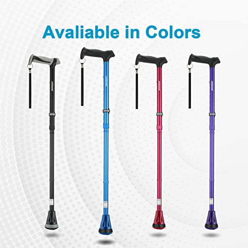 Rehand All Terrain Walking Cane, Colorful Foldable Walking Sticks for Seniors & Adults, Pivot Tip and Heavy Duty Mobility Aid, Collapsible Cane for Men & Women (Ocean Blue) from rehand