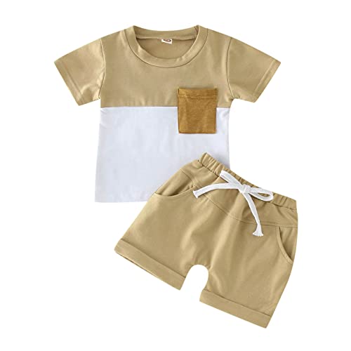 Toddler Baby Boy Clothes Casual Short Sleeve T Shirt Top Infant Boys Shorts with Pocket Cute Summer Outfit 2Pcs Set from kids bodysuits girls