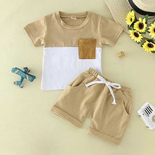 Toddler Baby Boy Clothes Casual Short Sleeve T Shirt Top Infant Boys Shorts with Pocket Cute Summer Outfit 2Pcs Set from kids bodysuits girls