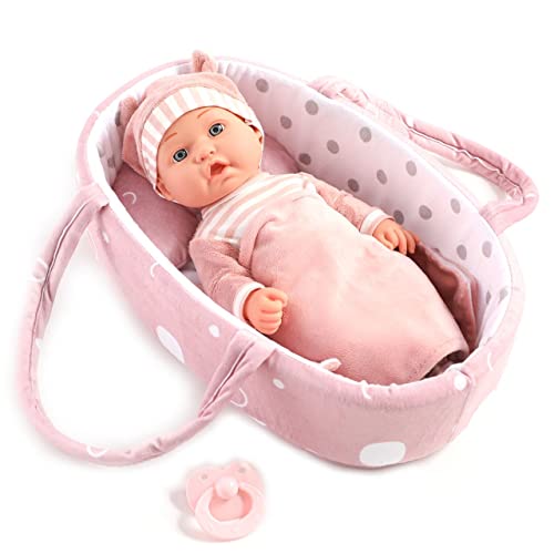 Enjoyin 12'' Baby Doll Playset with Washable Doll Accessories Includes Carrier Bassinet Bed, Pacifier, Blanket, and Pillow, First Baby Dolls for Toddlers 36 Months and Up by Enjoyin