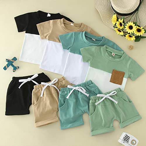 Toddler Baby Boy Clothes Casual Short Sleeve T Shirt Top Infant Boys Shorts with Pocket Cute Summer Outfit 2Pcs Set from kids bodysuits girls