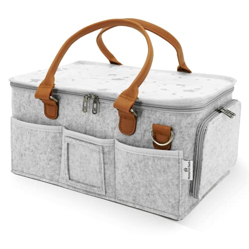 HOME FOR EACH - Portable Diaper Caddy Storage Bag with Roll Lid and Removable Dividers, Caddy Organizer for Nursery, Changing Table, Car and More, Travel-Friendly Baby Caddy for Infant Essentials by Home For Each