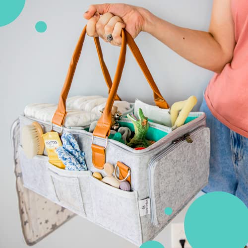 HOME FOR EACH - Portable Diaper Caddy Storage Bag with Roll Lid and Removable Dividers, Caddy Organizer for Nursery, Changing Table, Car and More, Travel-Friendly Baby Caddy for Infant Essentials by Home For Each