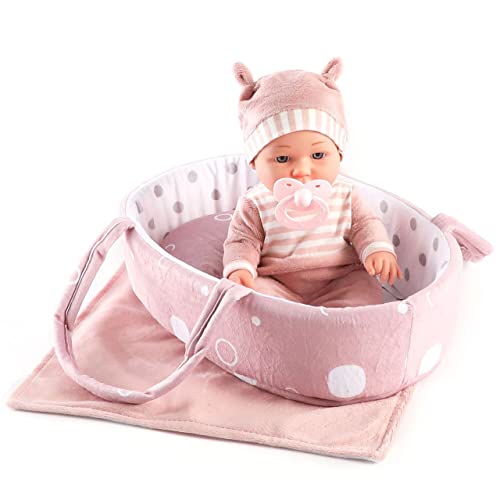Enjoyin 12'' Baby Doll Playset with Washable Doll Accessories Includes Carrier Bassinet Bed, Pacifier, Blanket, and Pillow, First Baby Dolls for Toddlers 36 Months and Up by Enjoyin