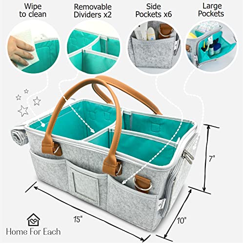 HOME FOR EACH - Portable Diaper Caddy Storage Bag with Roll Lid and Removable Dividers, Caddy Organizer for Nursery, Changing Table, Car and More, Travel-Friendly Baby Caddy for Infant Essentials by Home For Each