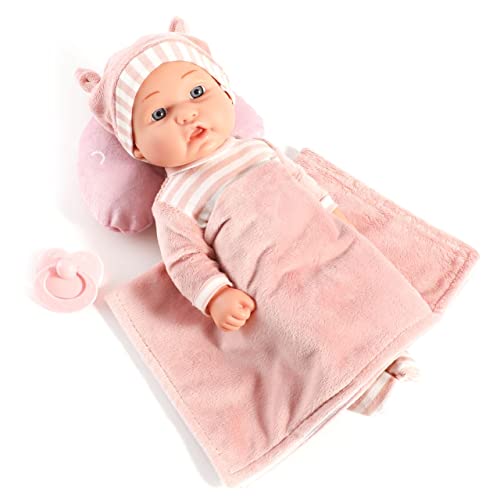 Enjoyin 12'' Baby Doll Playset with Washable Doll Accessories Includes Carrier Bassinet Bed, Pacifier, Blanket, and Pillow, First Baby Dolls for Toddlers 36 Months and Up by Enjoyin