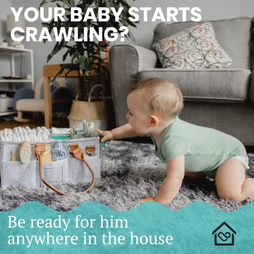 HOME FOR EACH - Portable Diaper Caddy Storage Bag with Roll Lid and Removable Dividers, Caddy Organizer for Nursery, Changing Table, Car and More, Travel-Friendly Baby Caddy for Infant Essentials by Home For Each