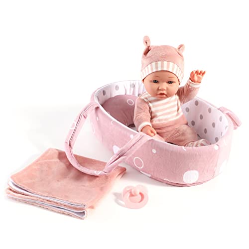 Enjoyin 12'' Baby Doll Playset with Washable Doll Accessories Includes Carrier Bassinet Bed, Pacifier, Blanket, and Pillow, First Baby Dolls for Toddlers 36 Months and Up by Enjoyin