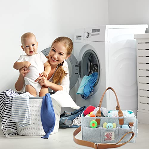 HOME FOR EACH - Portable Diaper Caddy Storage Bag with Roll Lid and Removable Dividers, Caddy Organizer for Nursery, Changing Table, Car and More, Travel-Friendly Baby Caddy for Infant Essentials by Home For Each